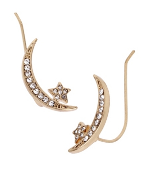 image of Betsey Johnson Celestial Moon Crawler Earrings