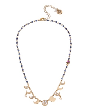 image of Betsey Johnson Celestial Moon Phase Charm Necklace
