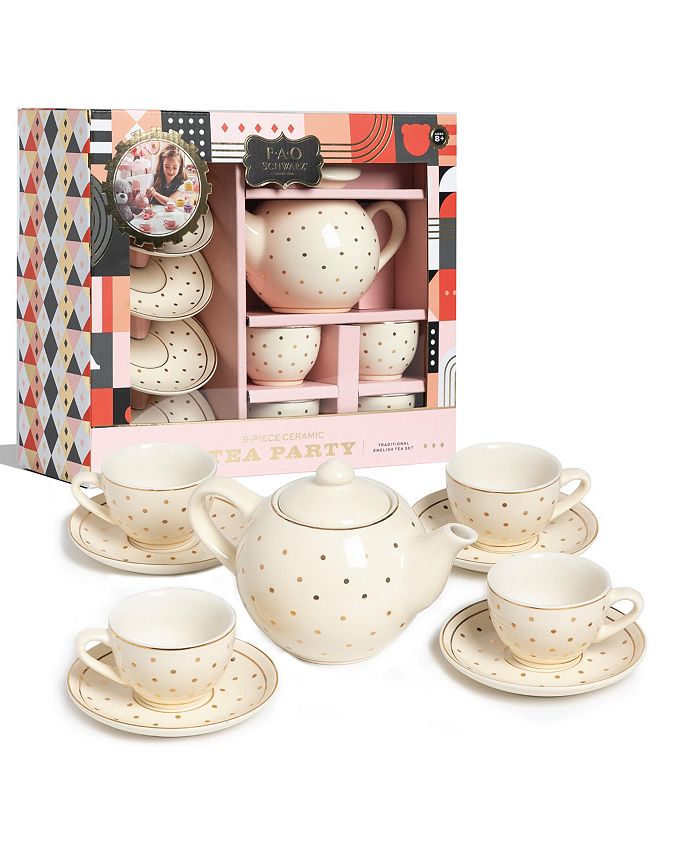 Fao Schwarz Hand-glazed Ceramic Tea Party Set - 9pc : Target