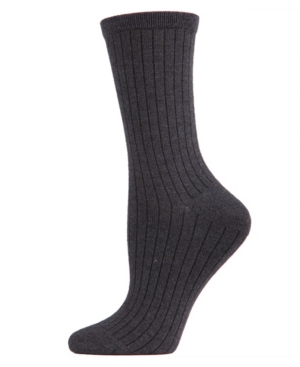 Shop Natori Women's 2-pk. Solid Ribbed Knit Cashmere Blend Crew Socks In Dark Gray