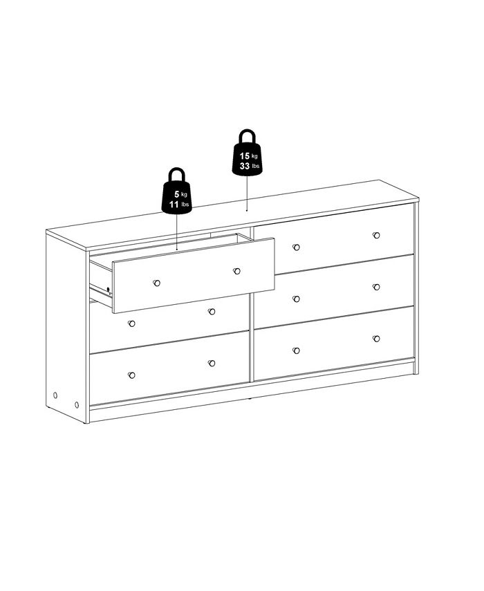 Tvilum Portland 6 Drawer Double Dresser & Reviews Furniture Macy's