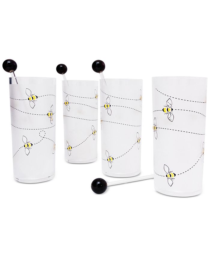 Martha Stewart Collection Bee Drink Glasses, Set of 4, Created for Macy's Macy's
