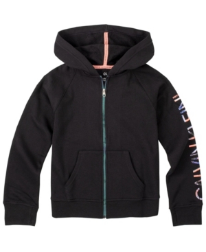 image of Calvin Klein Performance Big Girls Metallic Zip Fleece Hoodie with Screenprint Foil
