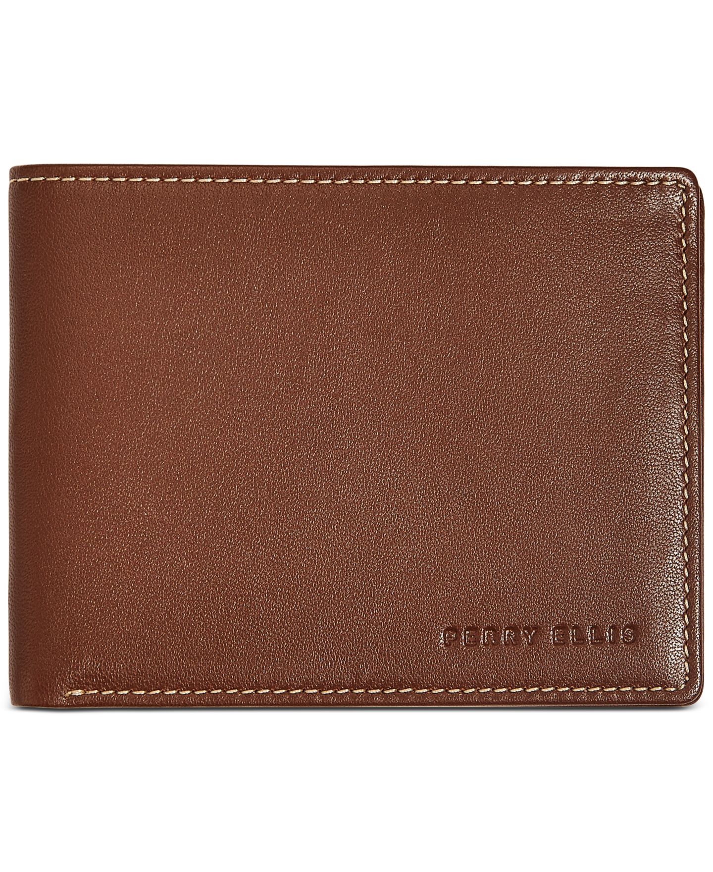 Мужской кошелёк Perry Ellis Portfolio Perry Ellis Leather Wallet, цвет: Светло-коричневый — фото 1