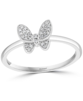 Effy Diamond Butterfly Ring (1/10 ct. t.w.) in Sterling Silver or 14k Gold-Plated Sterling Silver - Sterling Silver