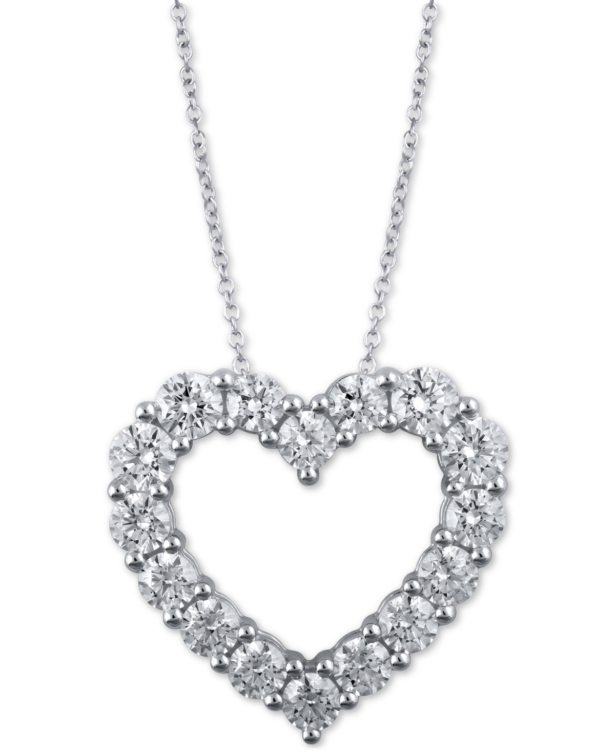Diamond Heart 18" Pendant Necklace (3 ct. t.w.) in 14k White Gold - White Gold