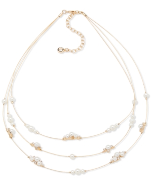 image of Anne Klein Gold-Tone Imitation Pearl Illusion Necklace, 16
