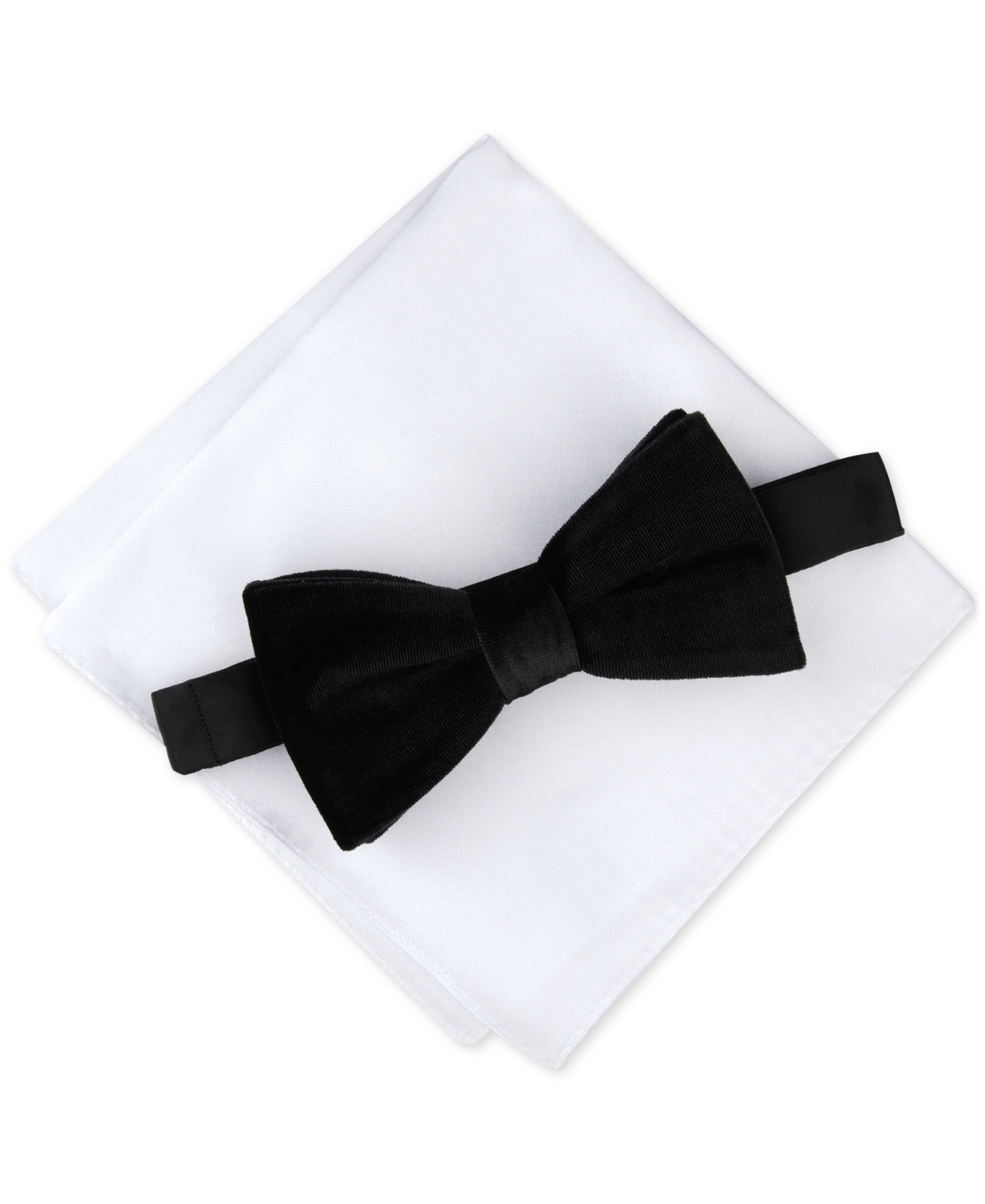 Men's Cameo Velvet Solid Bowtie, Created for Macy's - Black
