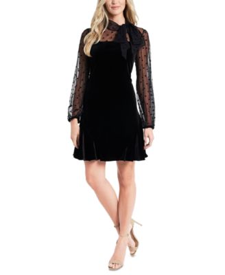 CeCe - Mixed-Media Velvet Dress