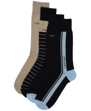 Calvin Klein Men's 4-Pack Vertical Striped Logo Dress Socks