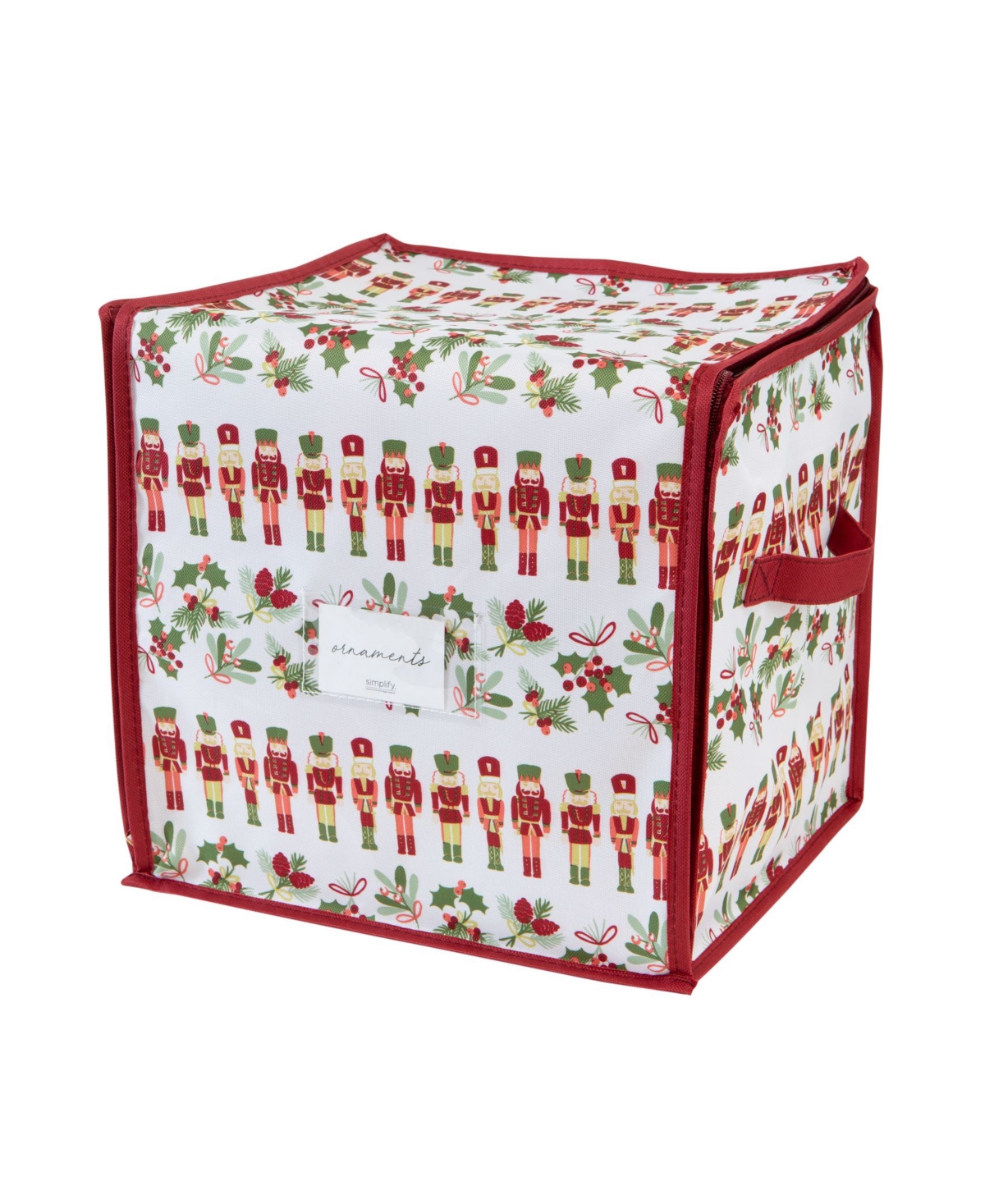 Print Design 64 Count Stackable Christmas Ornament Storage Box - White