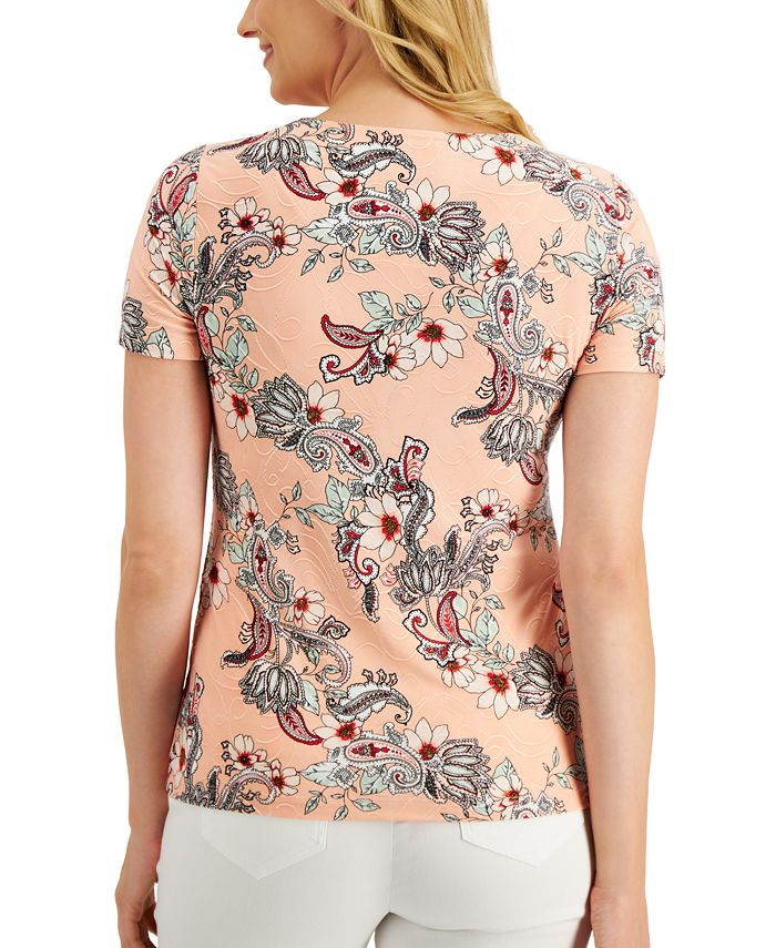 JM Collection Printed Jacquard Top, Created for Macy's - Macy's