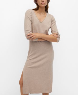 mango knit cotton blend dress MANGO - Knit Midi Dress Wine