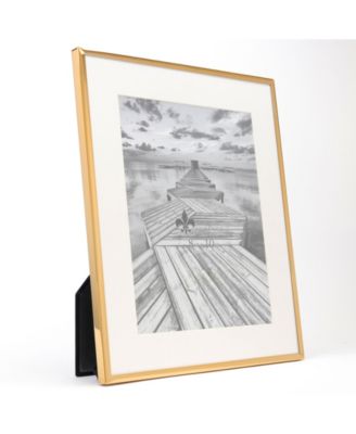 Elegant Metal Picture Frame with Bevel Cut Mat for Photo, 8" x 10"