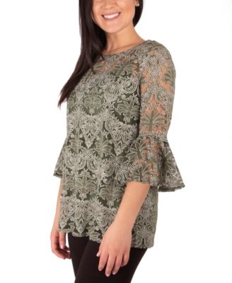 Women's Bell Sleeve Blouse and Solid Camisole