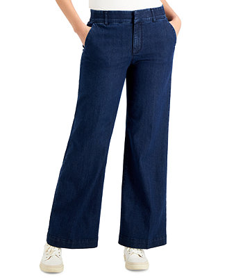 Charter Club Petite Wide-Leg Trouser Jeans, Created for Macy's - Macy's
