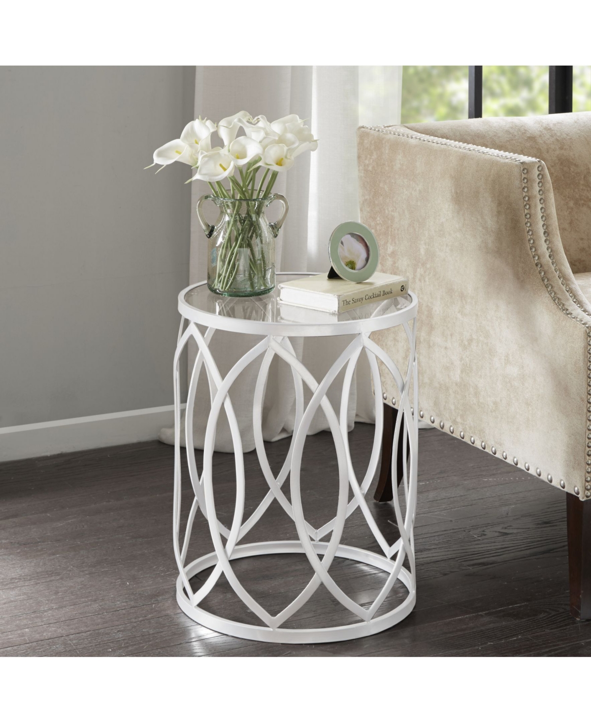 Madison Park Arlo Metal Eyelet Accent Table