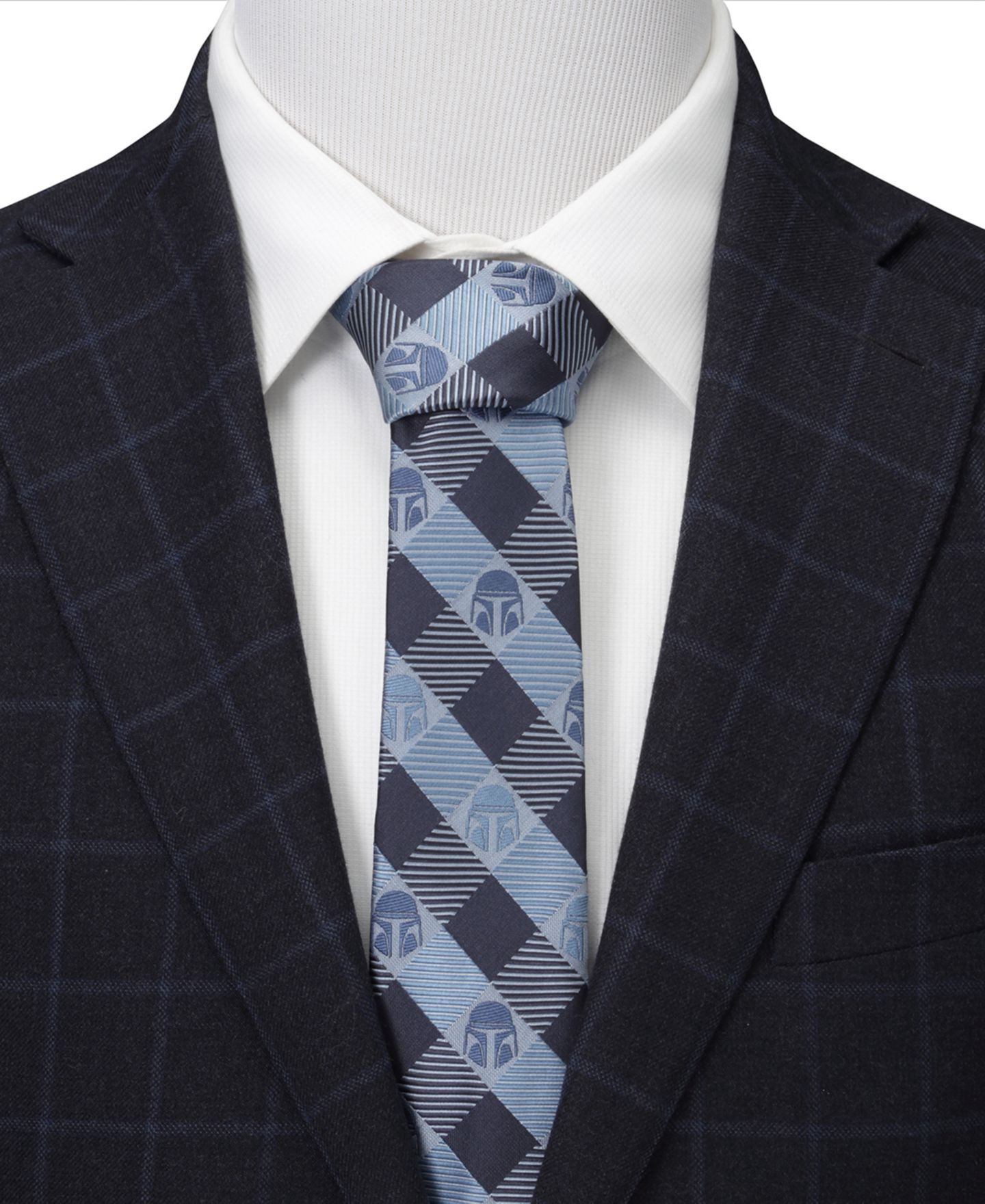 Мужские галстуки Star Wars Mando Helmet Check Tie, цвет: Синий — фото 4