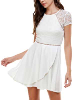 City Studios - Juniors' Lace-Bodice A-Line Dress