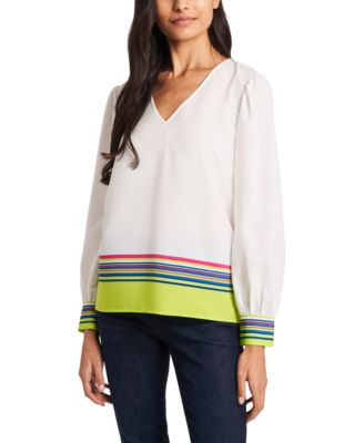 Riley & Rae - V-Neck Border-Stripe Blouse