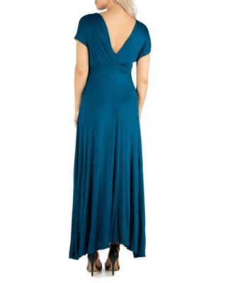 Women's Cap Sleeve V-Neck Maxi Dress