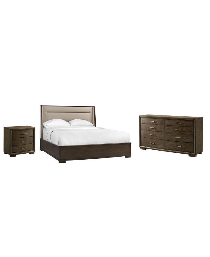 Furniture - Monterey Upholstered Bedroom 3-Pc. Set (Queen Bed, Dresser & Nightstand)
