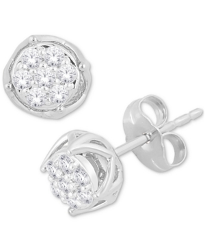image of Diamond Round Cluster Stud Earrings (1/4 ct. t.w.) in 10k White Gold