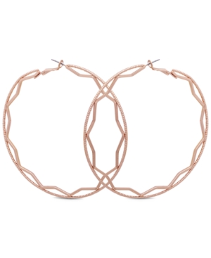 image of Guess Gold-Tone Diamond Cut Extra Large Hoop Earrings, 3.1