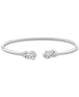 Wrapped - Diamond Scattered Cluster Flex Cuff Bangle Bracelet (1/4 ct. t.w.) in Sterling Silver