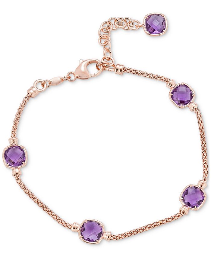 Macy\'s Amethyst Station Link Bracelet (4 ct. t.w.) in 14k Rose Gold-Plated  Sterling Silver (Also in Citrine) - Macy\'s