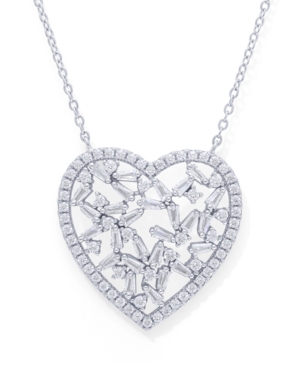 image of Cubic Zirconia Heart Necklace in Fine Silver