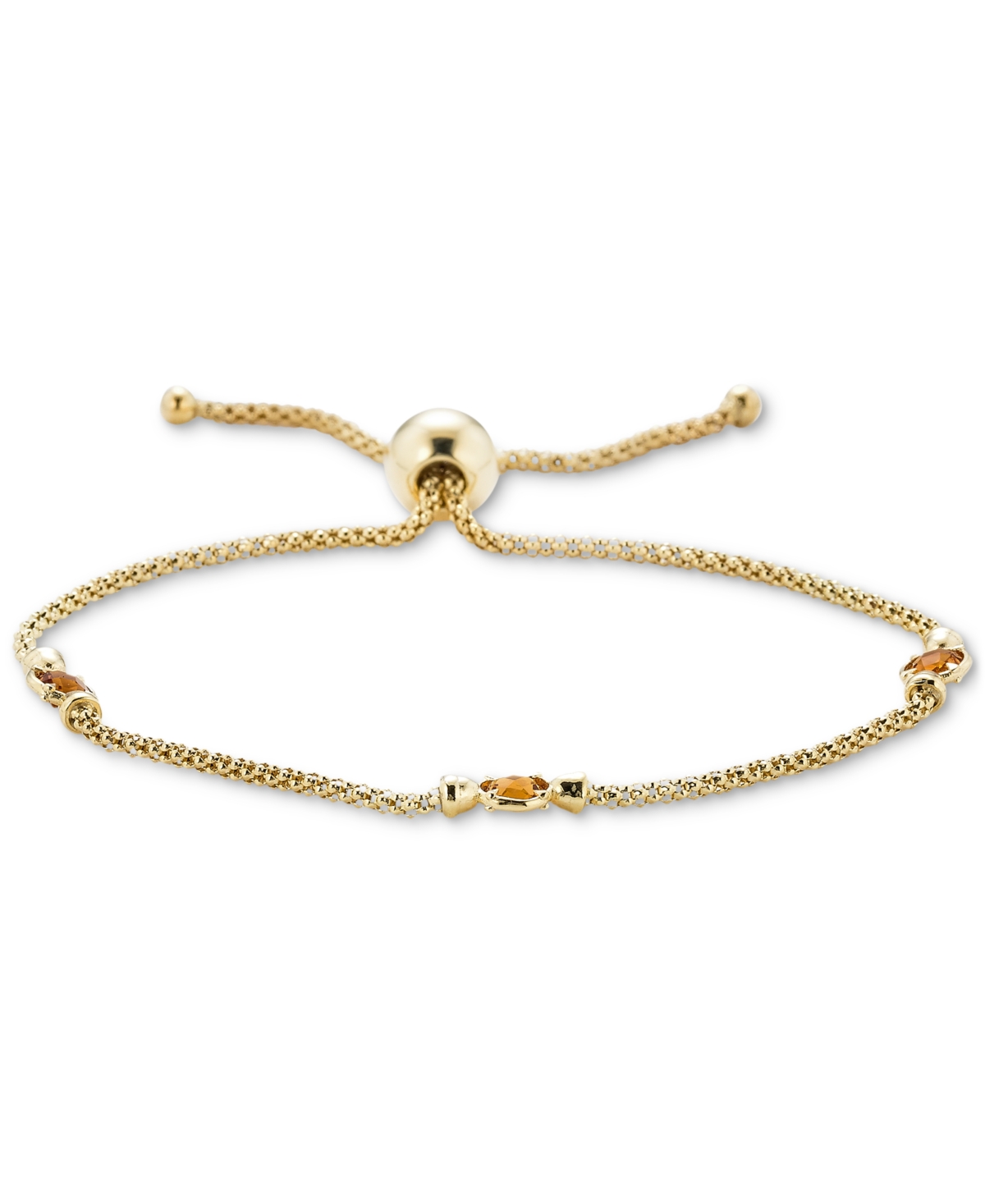 Lab Grown Onyx Popcorn Link Bolo Bracelet in 14k Gold-Plated Sterling Silver (Also available in lapis lazuli, swiss blue topaz, turquoise, amethyst &