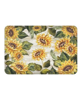 Sunflowers On Shiplap Kitchen Mat
