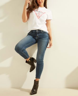 売れ筋商品|||ゲス Tシャツ トップス レディース Women's Classic Fit Organic Cotton Logo T-Shirt Jet Black GUESS Women's Essential Short Sleeve Classic Fit Logo Tee
