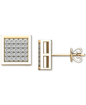 image of Diamond Square Cluster Stud Earrings (1/6 ct. t.w.) in Gold-Plated Sterling Silver