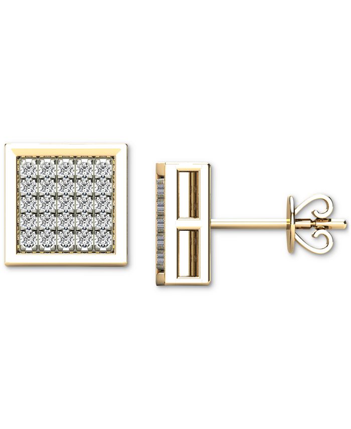 Macy's - Diamond Square Cluster Stud Earrings (1/6 ct. t.w.) in Gold-Plated Sterling Silver