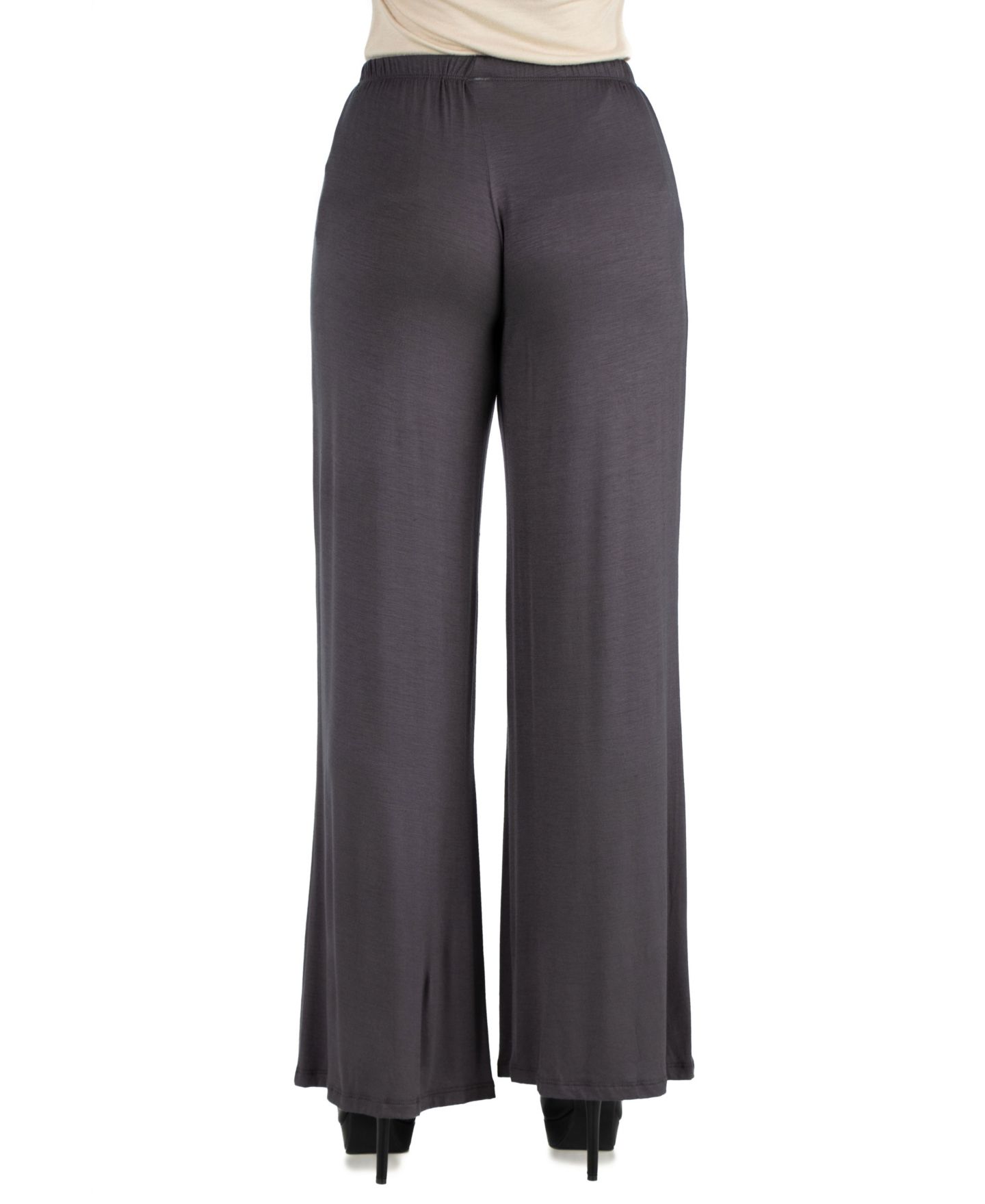 Женские брюки 24seven Comfort Apparel Women Comfortable Solid Color Palazzo, цвет: Угольный — фото 2