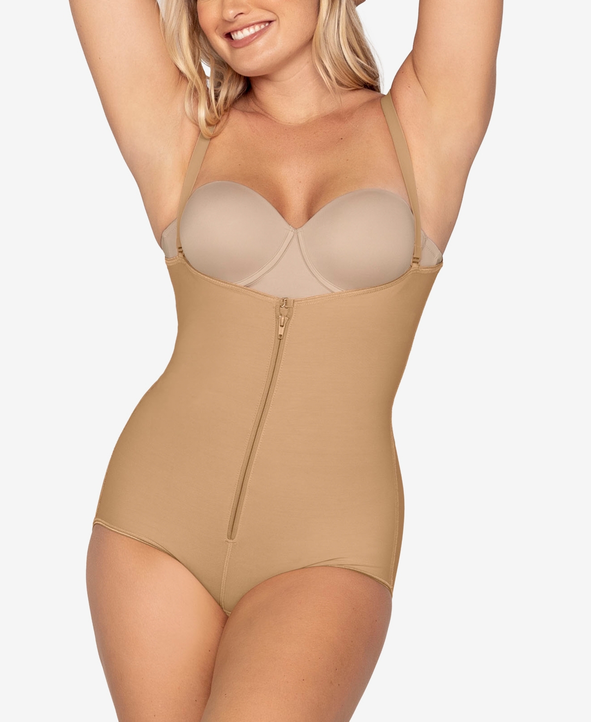 Women's Firm Tummy-Control Wyob Power Slim Faja Bodysuit Shaper 018478 - Beige- Nude