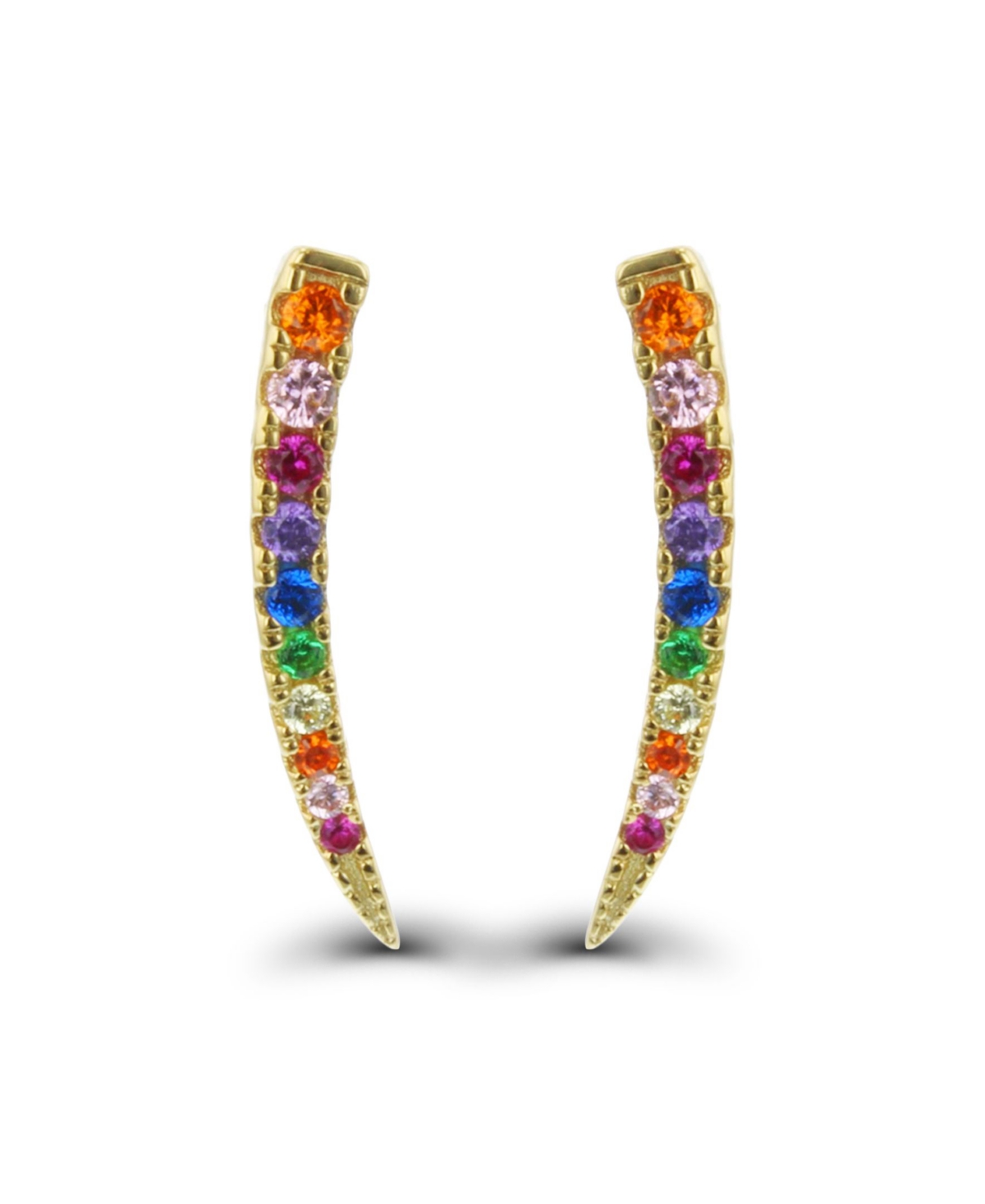 Multi Color Cubic Zirconia Graduated Ear Climbers in Sterling Silver (Also in 14k - Gold over Silver