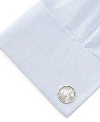 Men's Cross Mother of Pearl Stainless Steel Cufflinks