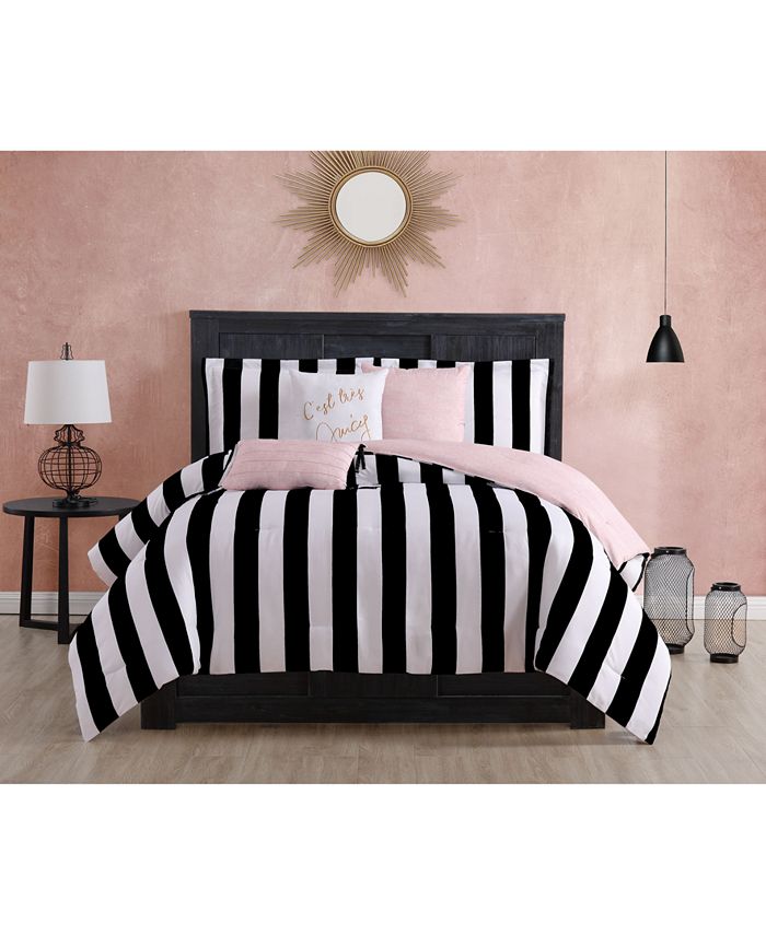 Juicy Couture Cabana Stripe Reversible 5-Piece Comforter Set, Twin &  Reviews - Home - Macy's