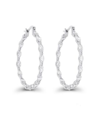 Cubic Zirconia 14K Rose Gold Marquise Cut Hoop Earrings (Also in 14k Gold Over Silver or 14k Rose Gold Over Silver)