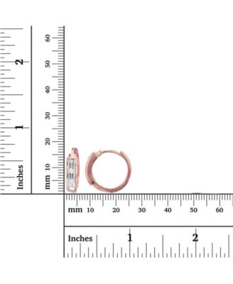 Cubic Zirconia Baguette Cut Huggie Earrings in Sterling Silver (Also in 14k Gold Over Silver or 14k Rose Gold Over Silver)