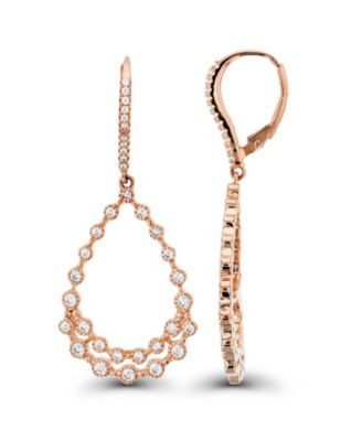 Cubic Zirconia Bezel Diamond Cut Pear Shaped Earrings in Sterling Silver (Also in 14k Gold Over Silver or 14k Rose Gold Over Silver)