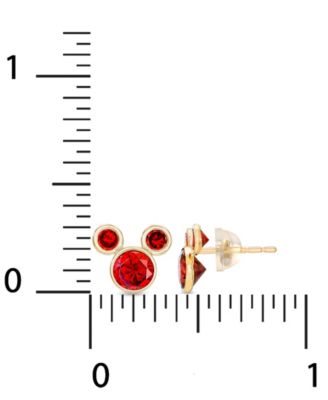 Children's Cubic Zirconia Birthstone Mickey Mouse Stud Earrings in 14k Gold