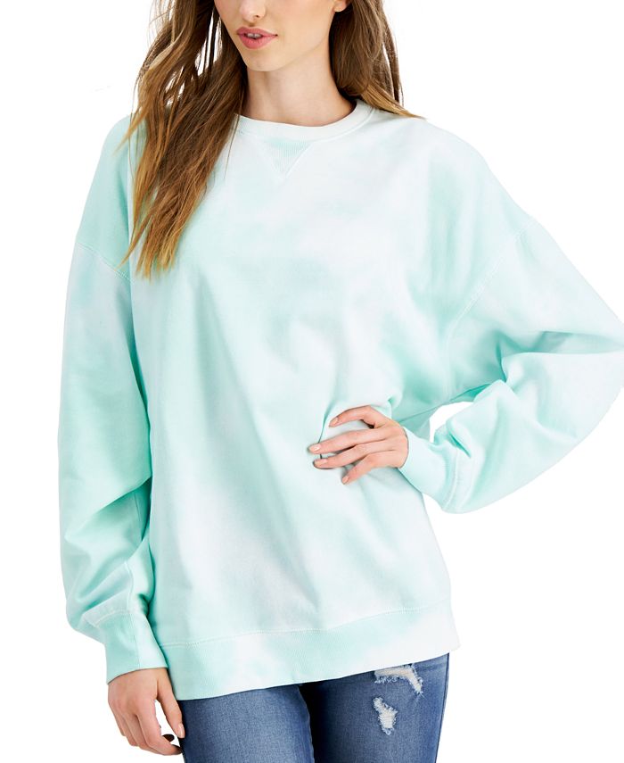 Belle Du Jour Juniors' Tie-Dyed Oversized Sweatshirt - Macy's