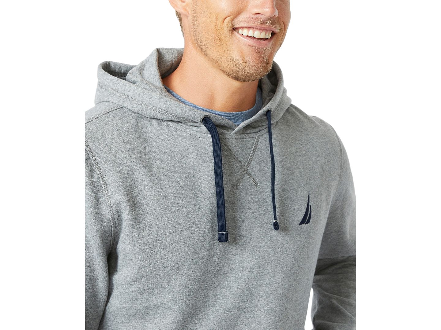 Мужское худи Nautica Logo Fleece, цвет: Каменный серый меланжевый — фото 3