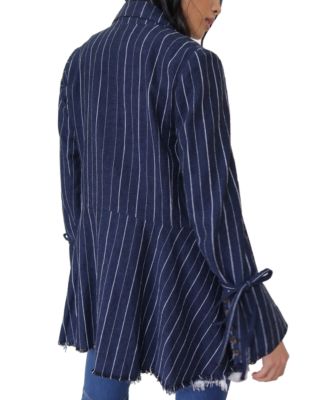 Chemise Courte Free People 'Always At Sea' à Rayures - Ourlet Effiloché - Taille XS - Neuf Avec Étiquette