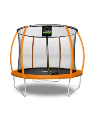 Moxie Pumpkin-Shaped Outdoor Trampoline Set with 10' Premium Top-Ring Frame Safety Enclosure