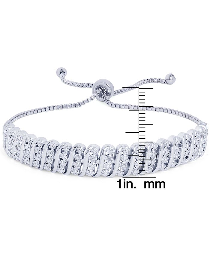 Macy's Diamond Accent 4-Row Adjustable Bracelet in Silver Plate - Macy's